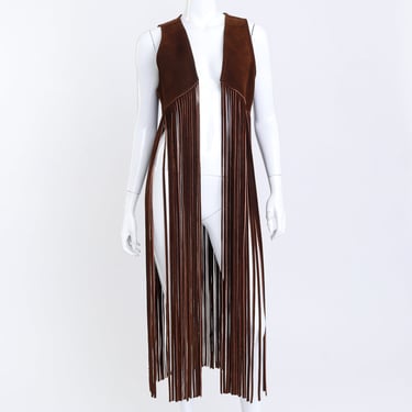 Long Fringe Suede Vest