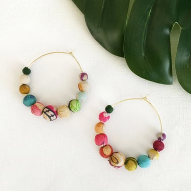 Kantha Earrings | Graduated Hoops