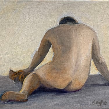 Original Oil Painting - Nude Male - Figure Study - Oil on Canvas - Small Painting - Fine Art Nude - One of a Kind 
