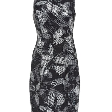 Rebecca Taylor - Black w/ White Abstract Floral Print Sheath Dress Sz 6