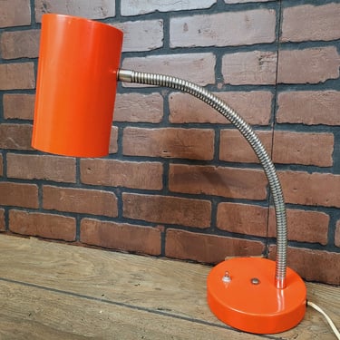 Vintage Orange Gooseneck Lamp 