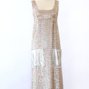 1960s Titanium Tinsel Column Dress XS