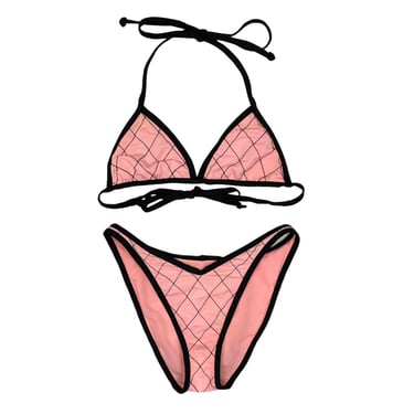 Chanel Pink Velour Logo Bikini