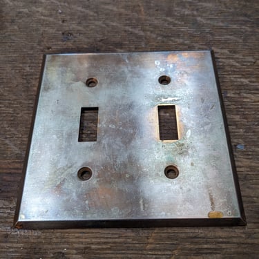 Vintage Mid Century Brass Light Switch Cover 2 Gang