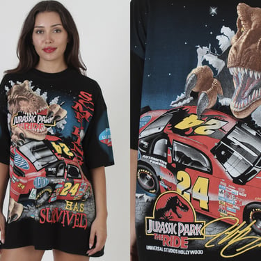 Vintage 1997 Jurassic Park The Ride Jeff Gordon Nascar All Over Print T-Shirt XL 