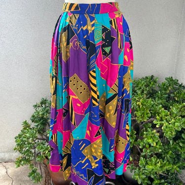 Vintage 80s skirt bold abstract print multicolor sz M by Smart Parts 