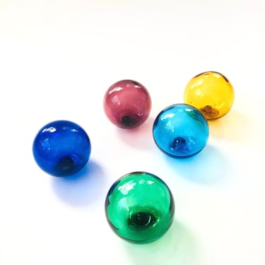 Set of 5 Colorful Vintage Glass Fishing Floats 