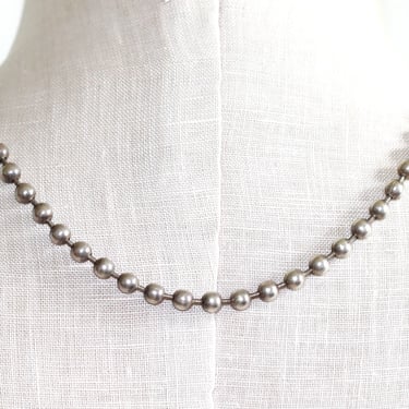 Vintage Italian Sterling Silver Ball Bead Necklace - Handcrafted 925 Princess Length 