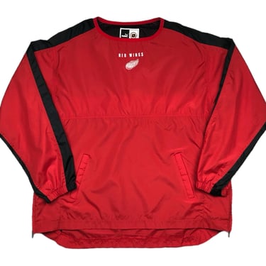 Vintage 90s Puma Detroit Red Wings Hockey Embroidered NHL Windbreaker Pullover Jacket Size Large/XL 