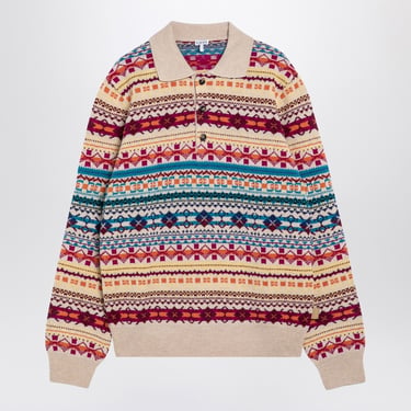 Loewe Écru/Multicoloured Wool Polo Jumper Men