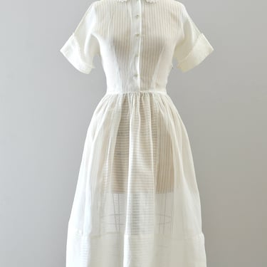 Vintage 1950s White Pinstripe Dress