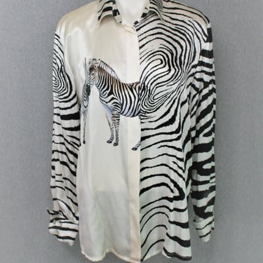 Silk Zebra - Blouse - Shirt - by Paolo Santini -  Marked size 10 