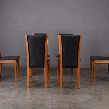 6 Skovby Model SM64 Danish Modern Dining Chairs Teak and Charcoal Gray Wool 