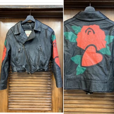 Vintage 1990's Michael Hoban Rose & Heart Leather Jacket, Vintage Clothing, Michael Hoban, North Beach Jacket, Vintage Leather Jacket 