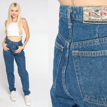 Straight Leg Jeans 90s Mom Jeans High Waisted Rise Dark Wash Relaxed Baggy Denim Pants Boyfriend Blue Streetwear Vintage 1990s Small S 26 