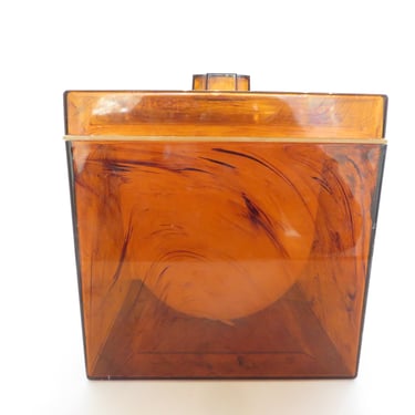 Vintage Lucite Faux Tortoise Shell Ice Bucket - Brown FauxTortoiseshell Lucite Ice Bucket 