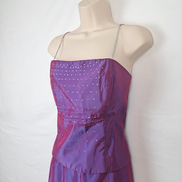 Vintage Y2K Purple Two Piece Prom Dress, Size Large / Extra Large 