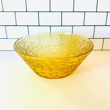 Vintage Anchor Hocking Soreno Amber Yellow Bark Glass, Fruit Bowl, Glass, Retro Glass Dish, Vintage Bowl, MCM, 1960s, Mid Century Modern 