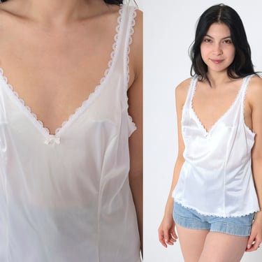 White Lace Cami 90s Lingerie Top Sheer Floral Camisole Ribbon, Shop Exile
