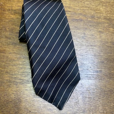 Vintage Oscar De La Renta Silk Tie Black Stripes Androgynous Unisex 