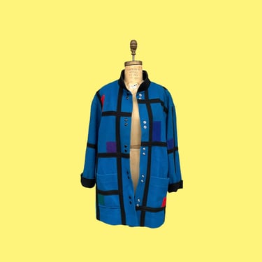 Vintage Coat Retro 1960s Herman Kay + Wool Blend + Abstract + Mondrian Style + Mod + Statement + Multi Color + Fashion + Apparel 