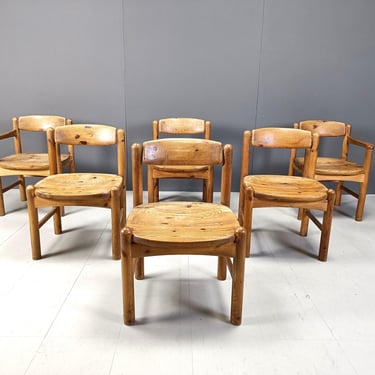 Rainer Daumiller pine wood dining chairs for Hirtshals Savvaerk - set of 6 - 1970s - mid century dining chairs - pine dining chairs 