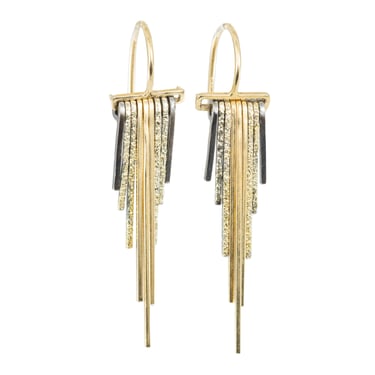 Mini Decidedly Deco Earrings - 22k/18k Gold, Oxidized Silver