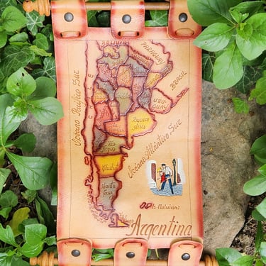 Argentina Map Wall Hanging~Hand tooled leather 