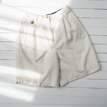 high waisted shorts | 80s 90s vintage Liz Claiborne cream ivory white golf shorts 