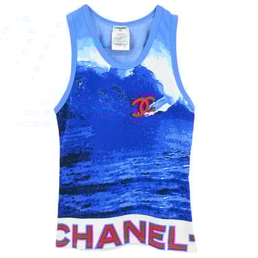 Chanel 2002 Surf Line Sleeveless Tank Top Blue #38