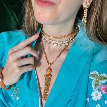 Luxe Gold Designer Monet Tassel Necklace