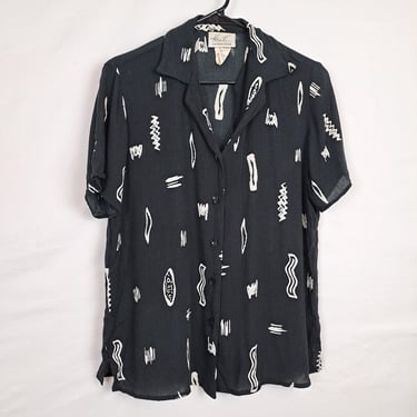 Vintage 90s Black Abstract Shirt 