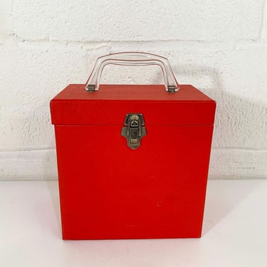 Vintage Red 45 Box Amfile Platter-pak Records Record Case Holder Storage Mid-Century Retro Vinyl RPM 7 inch 