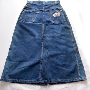 LEVI'S Denim FARMERS & MINERS Label 1970's Vintage Blue Jean A Line Skirt, Size 5, Small 