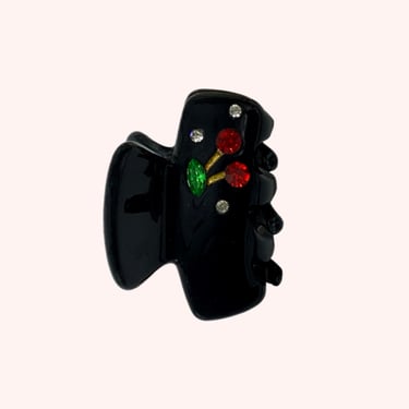 Black Sweet Baby Cherries Mini Crystal Clip