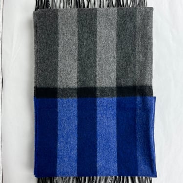 Burberry Reversible Check Half Mega Cashmere Shawl, Cobalt/Grey