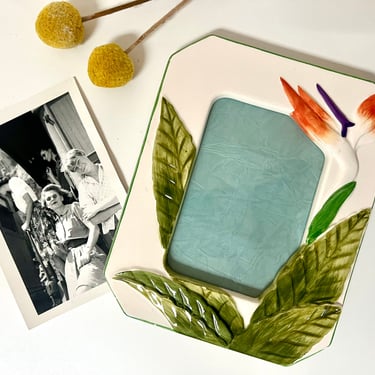 Vintage Bird Of Paradise Ceramic Picture Frame, Made by Otogiri, Japan 