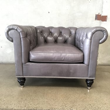 Chesterfield Gray Leather Chair