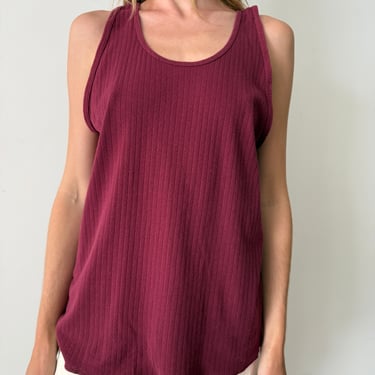 Ribbed Burgundy Tank