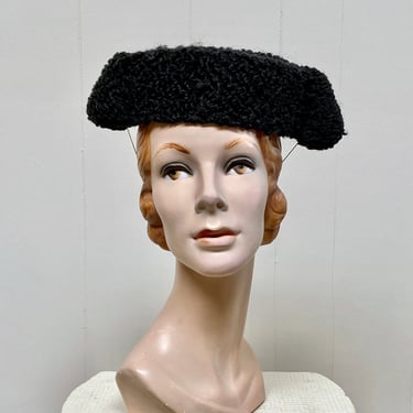 Vintage Montera Hat, Black Astrakhan Toreador Cap, Traditional Spanish Folk Costume, Mint Condition, Custom Made, Extra Small Size, VFG 