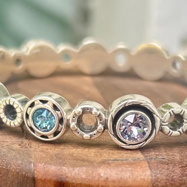 Brighton Halo Burst Hinged Bangle Bracelet Blue Purple Crystal 