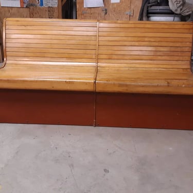 Vintage wooden Brunswick bowling bench 