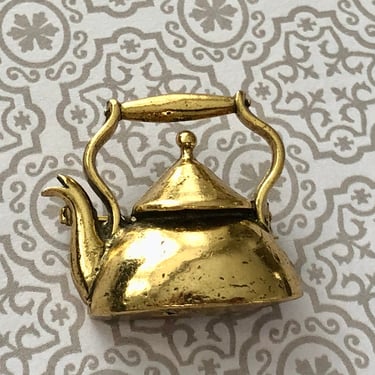 Vintage Zentall Tea Pot Gold Brooch, Antique Jewellery by LeChalet