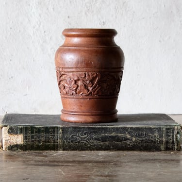 Hand Carved Wooden Vessel, Turned Wood Decorative Vase 