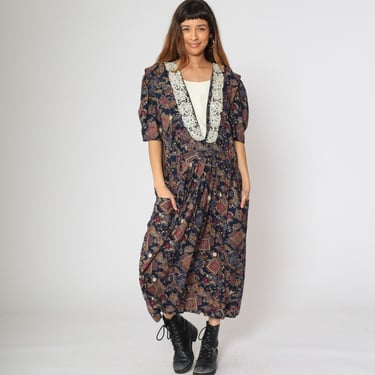 Floral Granny Dress 90s Lace Collar Midi Dress | Shop Exile - Tucson, AZ |  ATTIC