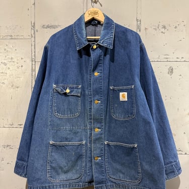 Vintage 90's Carhartt Denim Chore Jacket Unlined  Men's Size XL 