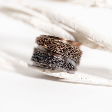 Oxidized Brass Wrapped Woven Detail Ring