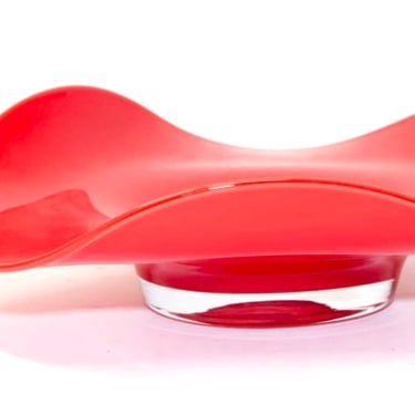 Vintage Red Art Glass Bowl | Made in Poland | Free Form 12”X 12” Red Bowl/Vase 