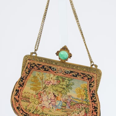 1940s/50s Needlepoint and Brass Rococo Revival Purse | The French Bag Shop 