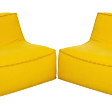 Verzelloni &quot;Zoe&quot; Yellow Fabric Armchairs, Pair